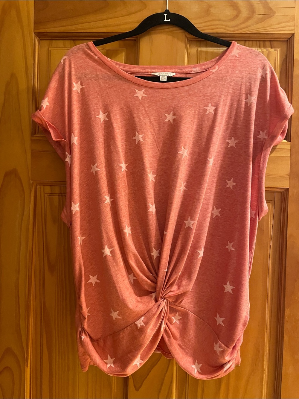 Lucky Brand coral-Pink Star Twist-Front Short Sleeve Tee